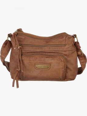 Stone Mountain Accessories Tan Floral-Embossed Crossbody Bag